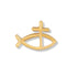 3/8 Inch Gold Fish with Cross Lapel Pin-Brooches & Lapel Pins-Lapel Pin Corner