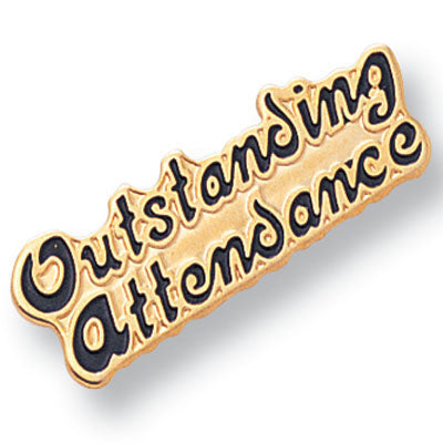 3/8 Inch Gold "Outstanding Attendance" Enameled Lapel Pin-Brooches & Lapel Pins-Lapel Pin Corner