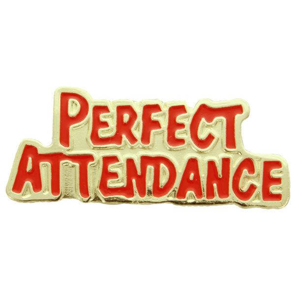 3/8 Inch Gold "Perfect Attendance" Enameled Lapel Pin-Brooches & Lapel Pins-Lapel Pin Corner