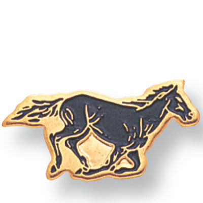 3/8 Inch Mustang Etched Brass Enameled Pin-Brooches & Lapel Pins-Lapel Pin Corner
