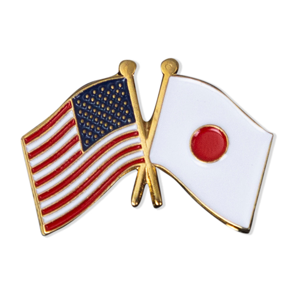 5/8 Inch American-Japanese Flags Enameled Lapel Pin-Brooches & Lapel Pins-Lapel Pin Corner