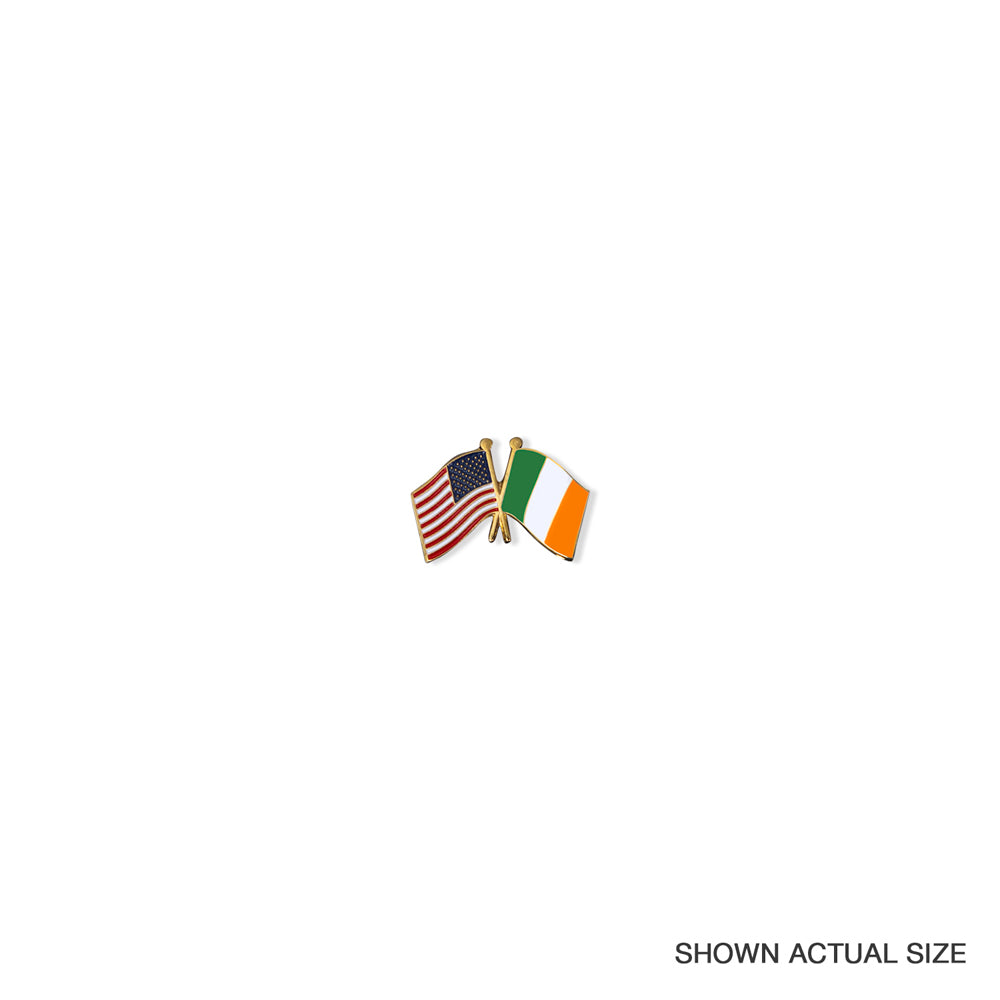 5/8 Inch American and Irish Crossed Flags Lapel Pin-Brooches & Lapel Pins-Lapel Pin Corner