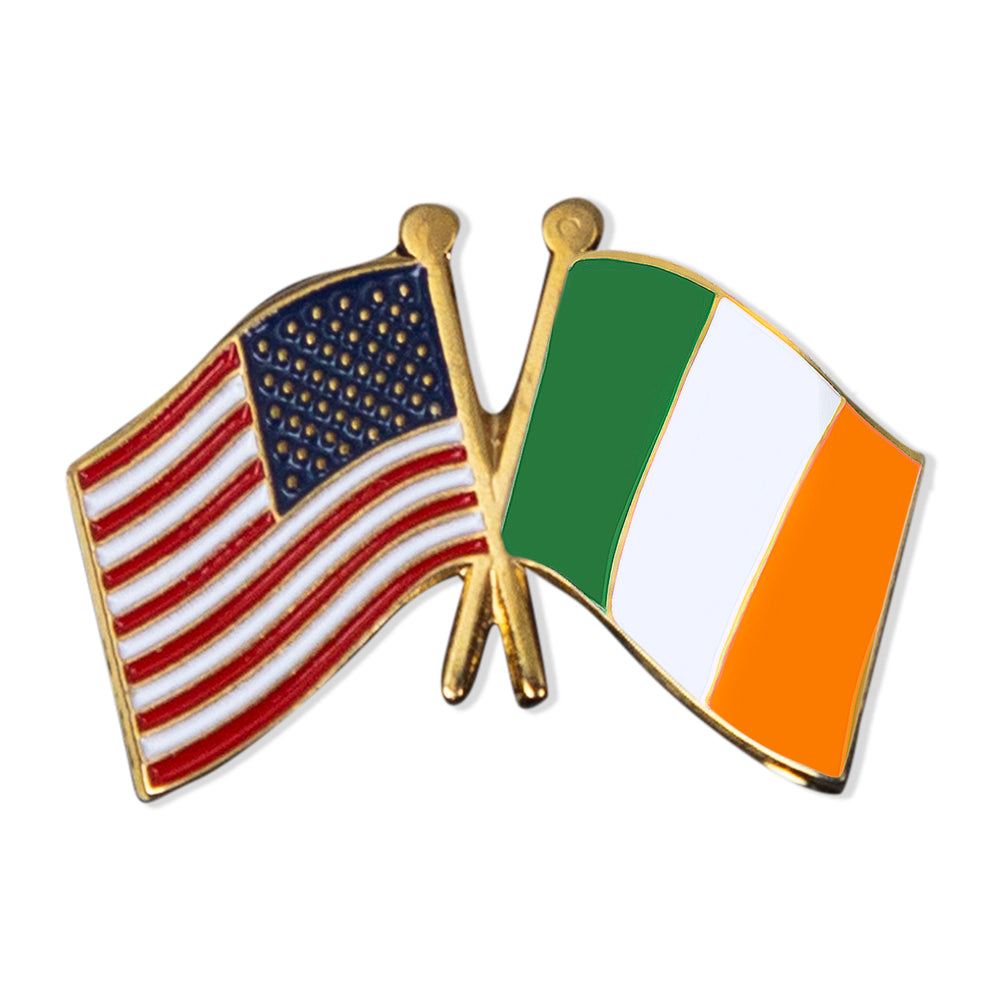 5/8 Inch American and Irish Crossed Flags Lapel Pin-Brooches & Lapel Pins-Lapel Pin Corner