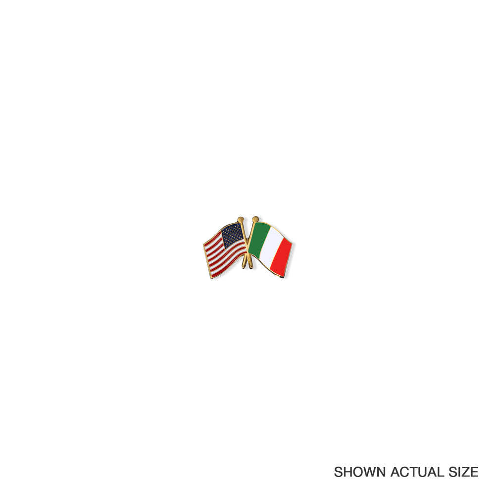 5/8 Inch American and Italian Crossed Flags Lapel Pin-Brooches & Lapel Pins-Lapel Pin Corner