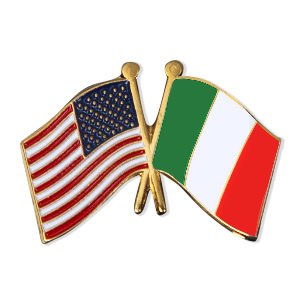 5/8 Inch American and Italian Crossed Flags Lapel Pin-Brooches & Lapel Pins-Lapel Pin Corner