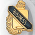 5/8 Inch Gold "Business" with Torch and Wreath Enameled Lapel Pin-Brooches & Lapel Pins-Lapel Pin Corner