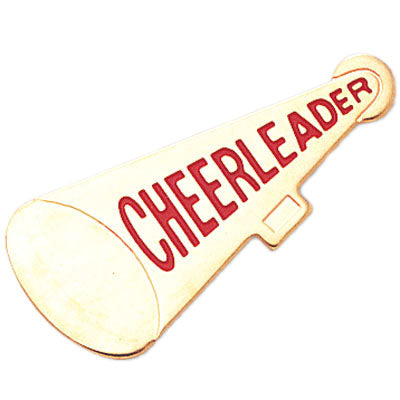 5/8 Inch Gold Cheerleader Megaphone Chenille Pin-Brooches & Lapel Pins-Lapel Pin Corner