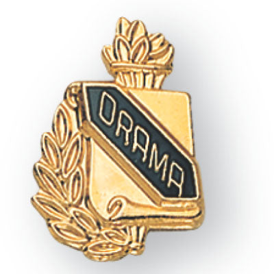 5/8 Inch Gold "Drama" with Torch and Wreath Enameled Lapel Pin-Brooches & Lapel Pins-Lapel Pin Corner