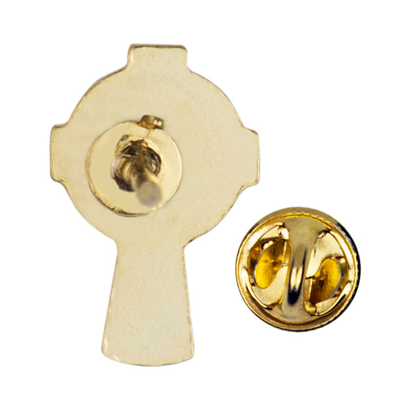 5/8 Inch Gold Enameled Celtic Cross Pin-Brooches & Lapel Pins-Lapel Pin Corner