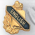 5/8 Inch Gold "English" with Torch and Wreath Enameled Lapel Pin-Brooches & Lapel Pins-Lapel Pin Corner