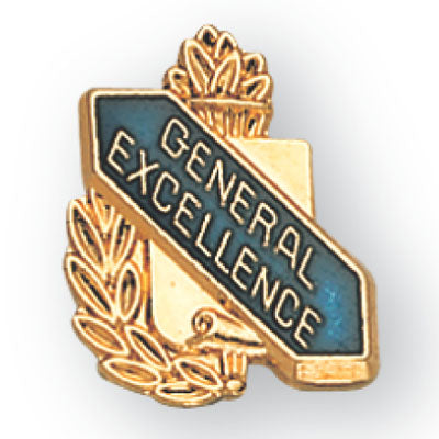 5/8 Inch Gold "General Excellence" with Torch and Wreath Enameled Lapel Pin-Brooches & Lapel Pins-Lapel Pin Corner