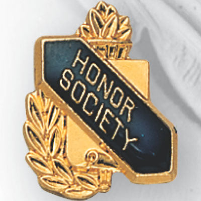 5/8 Inch Gold "Honor Society" with Torch and Wreath Enameled Lapel Pin-Brooches & Lapel Pins-Lapel Pin Corner
