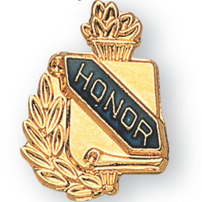 5/8 Inch Gold "Honor" with Torch and Wreath Enameled Lapel Pin-Brooches & Lapel Pins-Lapel Pin Corner