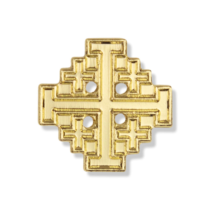5/8 Inch Gold Jerusalem Cross Lapel Pin-Brooches & Lapel Pins-Lapel Pin Corner