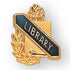 5/8 Inch Gold "Library" with Torch and Wreath Enameled Lapel Pin-Brooches & Lapel Pins-Lapel Pin Corner