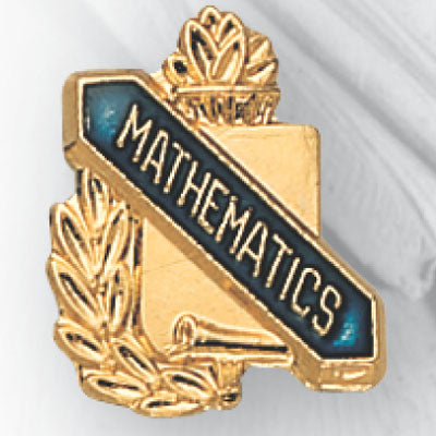 5/8 Inch Gold "Mathematics" with Torch and Wreath Enameled Lapel Pin-Brooches & Lapel Pins-Lapel Pin Corner