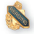 5/8 Inch Gold "Reading" with Torch and Wreath Enameled Lapel Pin-Brooches & Lapel Pins-Lapel Pin Corner