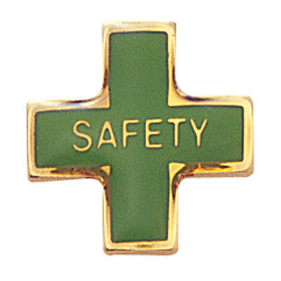 5/8 Inch Gold "Safety" Enameled Lapel Pin-Brooches & Lapel Pins-Lapel Pin Corner