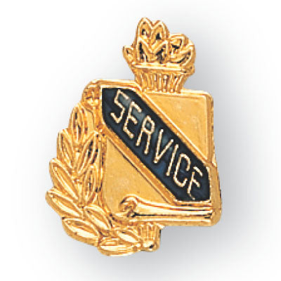 5/8 Inch Gold "Service" with Torch and Wreath Enameled Lapel Pin-Brooches & Lapel Pins-Lapel Pin Corner