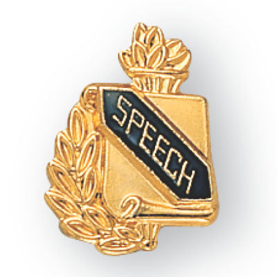5/8 Inch Gold "Speech" with Torch and Wreath Enameled Lapel Pin-Brooches & Lapel Pins-Lapel Pin Corner