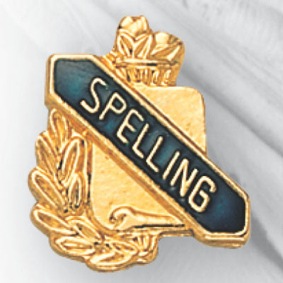 5/8 Inch Gold "Spelling" with Torch and Wreath Enameled Lapel Pin-Brooches & Lapel Pins-Lapel Pin Corner
