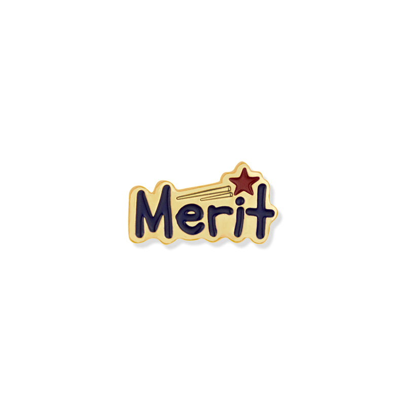 5/8 x 5/16 Inch Gold Enameled Merit Lapel Pin-Brooches & Lapel Pins-Lapel Pin Corner