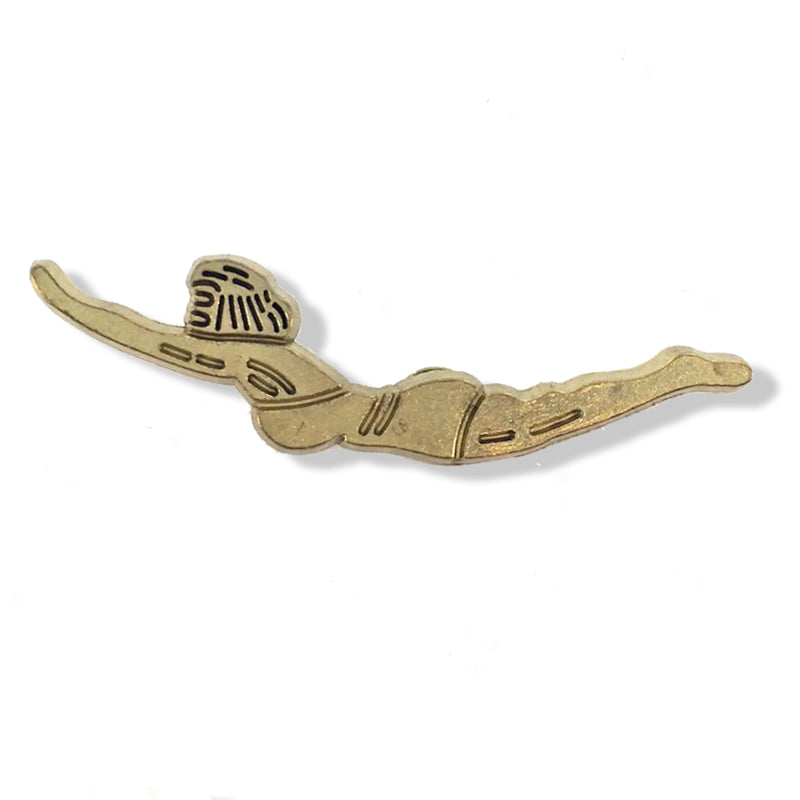 7/16 Inch Gold Female Swimmer Chenille Pin-Brooches & Lapel Pins-Lapel Pin Corner