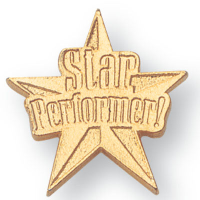 7/16 Inch Gold "Star Performer" on Star Chenille Pin-Brooches & Lapel Pins-Lapel Pin Corner
