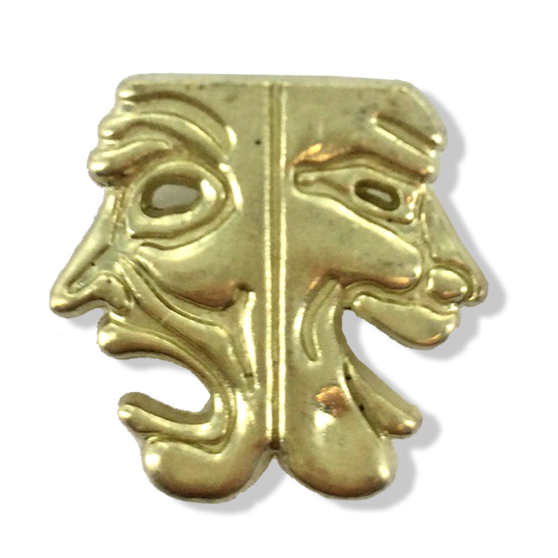 7/16 Inch Gold Two-Faced Drama Mask Chenille Pin-Brooches & Lapel Pins-Lapel Pin Corner