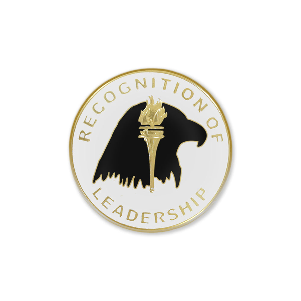 7/8 Inch Enameled "Recognition of Leadership" with Bald Eagle and Torch Lapel Pin-Brooches & Lapel Pins-Lapel Pin Corner