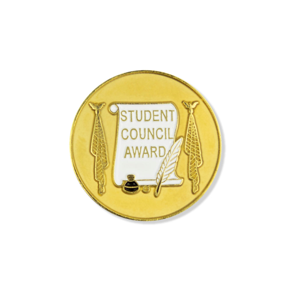 7/8 Inch Enameled Student Council Award Pin-Brooches & Lapel Pins-Lapel Pin Corner