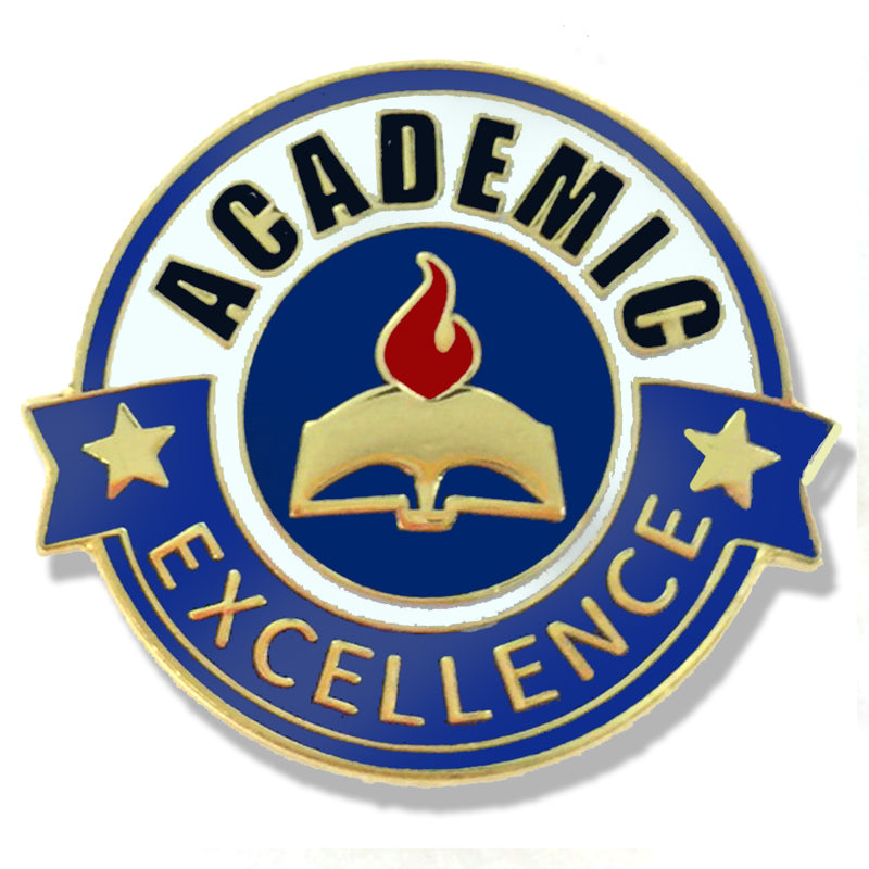 7/8 Inch Gold Enameled Academic Excellence Lapel Pin-Brooches & Lapel Pins-Lapel Pin Corner