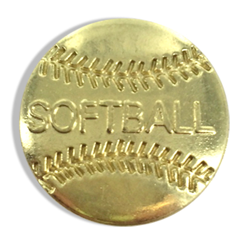 7/8 Inch Gold "Softball" on Softball Chenille Pin-Brooches & Lapel Pins-Lapel Pin Corner
