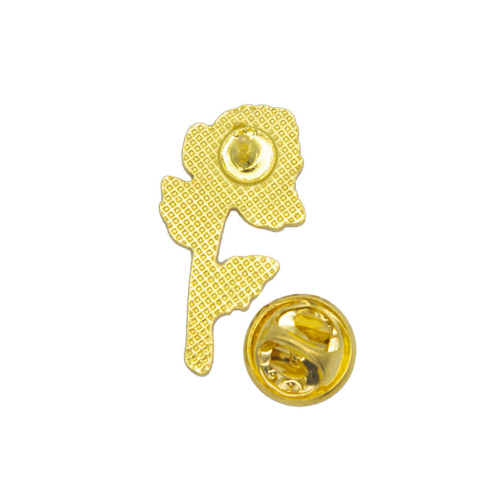 7/8 Inch Long Stem Yellow Rose Enameled Lapel Pin-Brooches & Lapel Pins-Lapel Pin Corner
