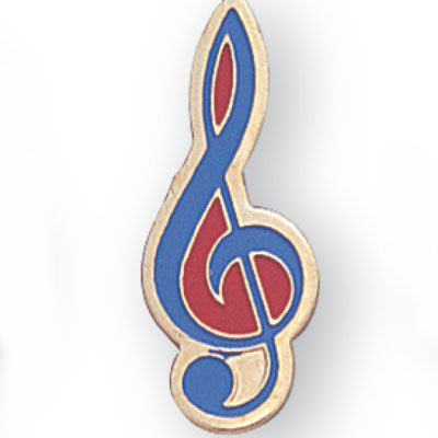 7/8 Inch Music Clef Enameled Lapel Pin-Brooches & Lapel Pins-Lapel Pin Corner