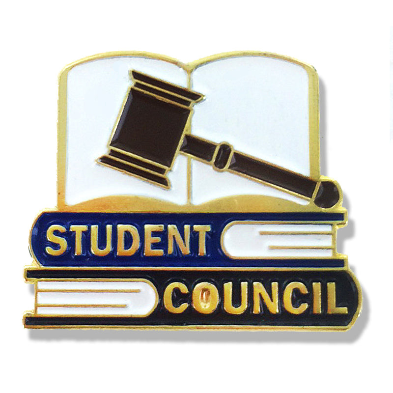 7/8 Inch Student Council Enameled Lapel Pin-Brooches & Lapel Pins-Lapel Pin Corner