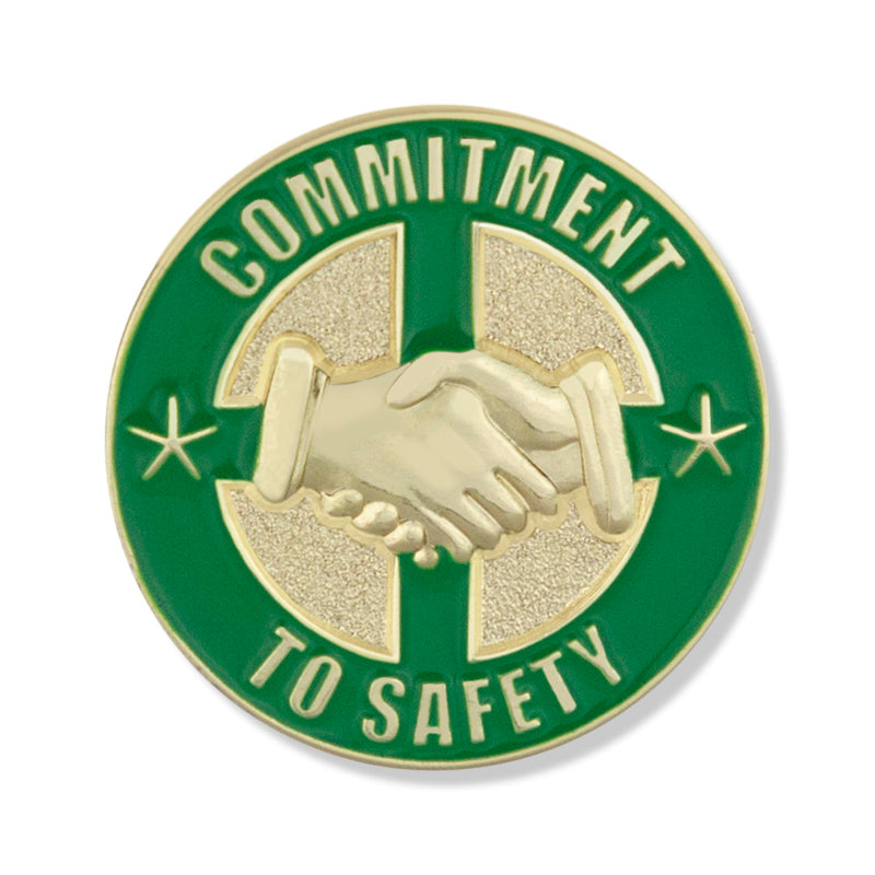7/8 x 7/8 Inch Round Enameled Commitment to Safety Lapel Pin-Brooches & Lapel Pins-Lapel Pin Corner