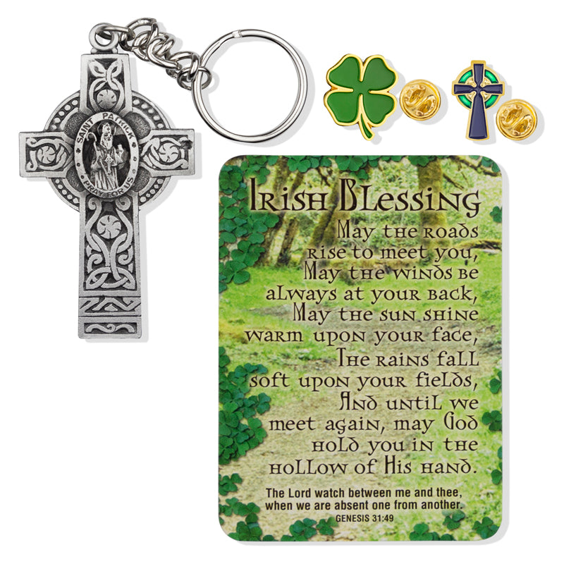 "Irish Blessings" Appreciation Boxed Gift Set-Includes Verse Card, Keychain, and Lapel Pin-Brooches & Lapel Pins-Lapel Pin Corner