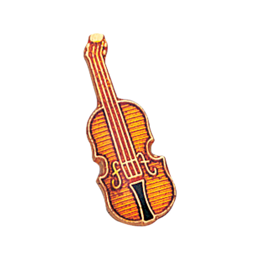 3/4 Inch Gold Musical Violin Enameled Lapel Pin-Brooches & Lapel Pins-Lapel Pin Corner