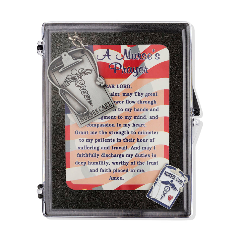 "Nurses Care" Appreciation Boxed Gift Set-Includes Verse Card, Keychain, and Lapel Pin-Brooches & Lapel Pins-Lapel Pin Corner
